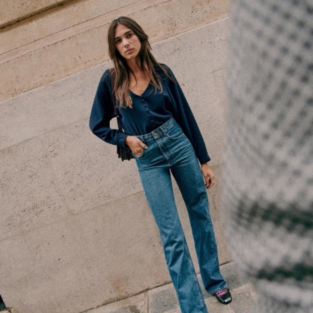 Sezane Erica Shirt Marine. - Size 34